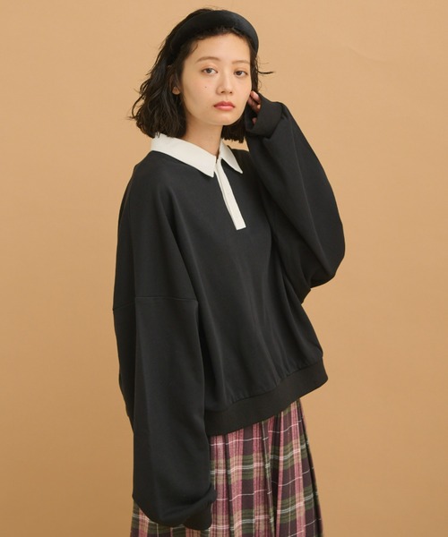 MERLOT(メルロー)の「ワイドポロスウェット(スウェット・レディース・ブラック/レッド/ブルー・FREE)」の21枚目の写真