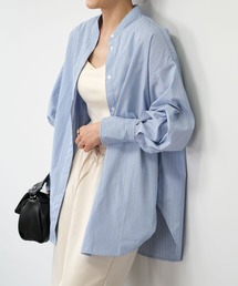 ＡＮＤＪ | 【2022/AW】バンドカラーBIGシャツ ストライプシャツ(シャツ/ブラウス)