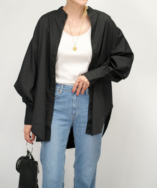 ＡＮＤＪ（アンドジェイ）の「【2022/AW】バンドカラーBIGシャツ ストライプシャツ（シャツ/ブラウス・レディース・ブルー/ホワイト/ブラック・M）」の17枚目の写真