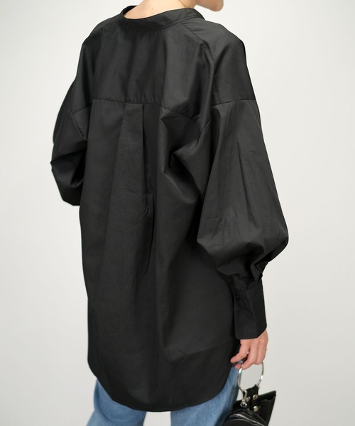 ＡＮＤＪ（アンドジェイ）の「【2022/AW】バンドカラーBIGシャツ ストライプシャツ（シャツ/ブラウス・レディース・ブルー/ホワイト/ブラック・M）」の14枚目の写真