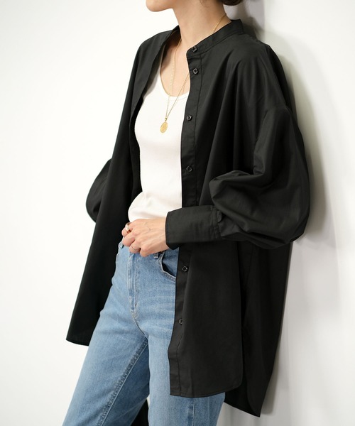 ＡＮＤＪ（アンドジェイ）の「【2022/AW】バンドカラーBIGシャツ ストライプシャツ（シャツ/ブラウス・レディース・ブルー/ホワイト/ブラック・M）」の22枚目の写真