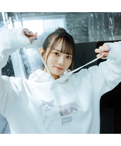 TITTY&CO.（ティティーアンドコー）の「TITTY&CO. × overprint cat print over size parker（パーカー・レディース・ホワイト/ブラック・MEDIUM/LARGE）」の7枚目の写真