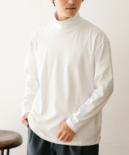 ITEMS URBANRESEARCH（アイテムズ アーバンリサーチ）の「シルケットスムース ハイネックカットソー（Tシャツ/カットソー・メンズ・ホワイト/ブラック/グレー系その他・MEDIUM/LARGE）」の5枚目の写真