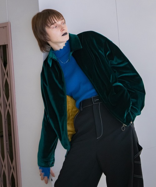 配色キルティングベロアブルゾン