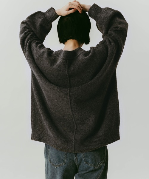 新色追加】オーバーサイズVネック長袖ニットトップス（ニット/セーター
