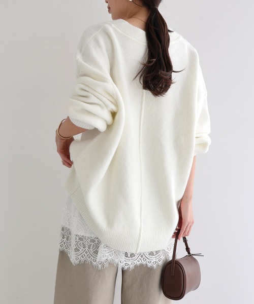 セール】【新色追加】オーバーサイズVネック長袖ニットトップス