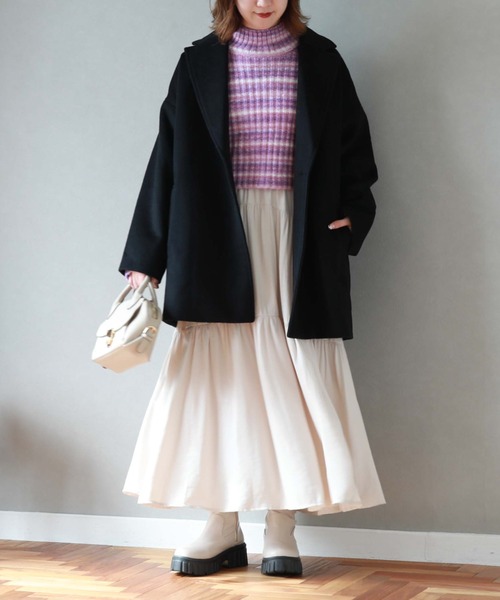 archives（アルシーヴ）の「’ウールミドルチェスターコート’（チェスターコート・レディース・グレー/グレイッシュベージュ/ベージュ/ブラック・MEDIUM）」の15枚目の写真