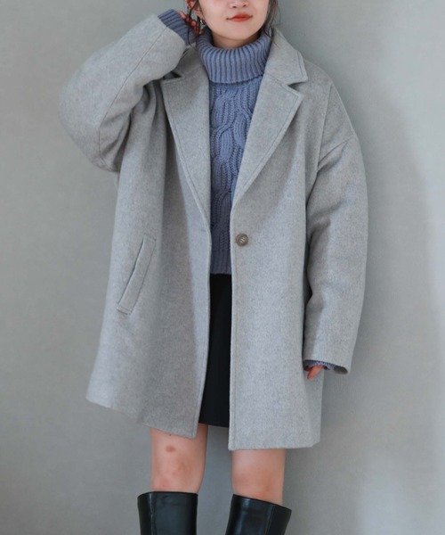 archives（アルシーヴ）の「’ウールミドルチェスターコート’（チェスターコート・レディース・グレー/グレイッシュベージュ/ベージュ/ブラック・MEDIUM）」の9枚目の写真