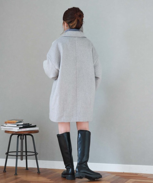 archives（アルシーヴ）の「’ウールミドルチェスターコート’（チェスターコート・レディース・グレー/グレイッシュベージュ/ベージュ/ブラック・MEDIUM）」の12枚目の写真