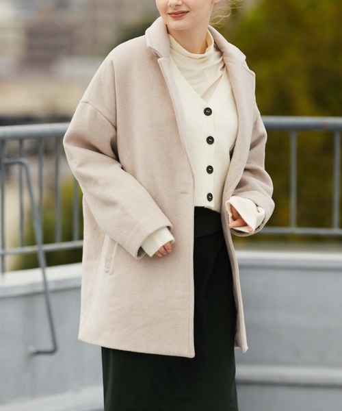 archives（アルシーヴ）の「’ウールミドルチェスターコート’（チェスターコート・レディース・グレー/グレイッシュベージュ/ベージュ/ブラック・MEDIUM）」の5枚目の写真