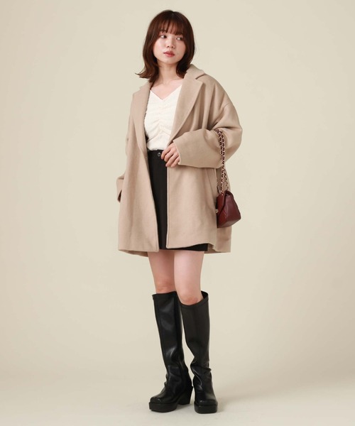 archives（アルシーヴ）の「’ウールミドルチェスターコート’（チェスターコート・レディース・グレー/グレイッシュベージュ/ベージュ/ブラック・MEDIUM）」の18枚目の写真