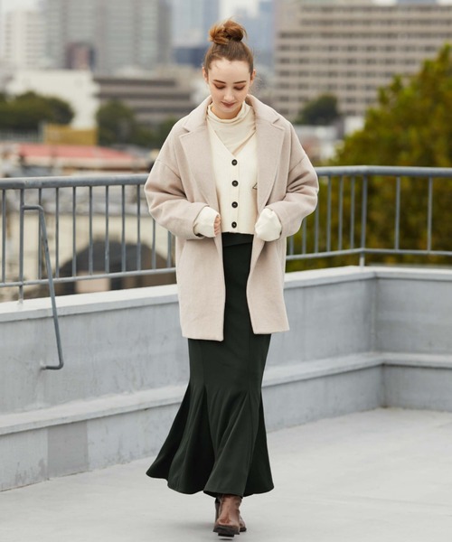 archives（アルシーヴ）の「’ウールミドルチェスターコート’（チェスターコート・レディース・グレー/グレイッシュベージュ/ベージュ/ブラック・MEDIUM）」の6枚目の写真