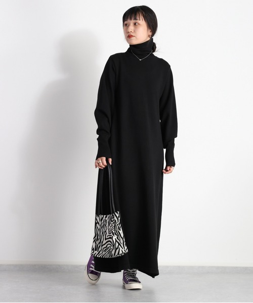 cepo(セポ)の「モチモチ ハイネックニットワンピース(ワンピース・レディース・ブラック/オレンジ/ベージュ・M)」の2枚目の写真