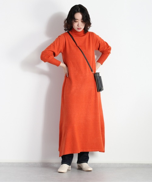 cepo(セポ)の「モチモチ ハイネックニットワンピース(ワンピース・レディース・ブラック/オレンジ/ベージュ・M)」の15枚目の写真