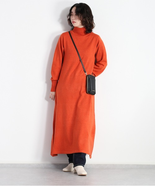 cepo(セポ)の「モチモチ ハイネックニットワンピース(ワンピース・レディース・ブラック/オレンジ/ベージュ・M)」の14枚目の写真