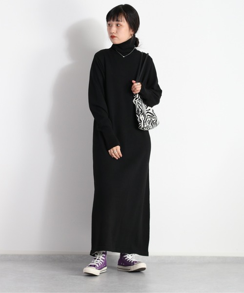 cepo(セポ)の「モチモチ ハイネックニットワンピース(ワンピース・レディース・ブラック/オレンジ/ベージュ・M)」の4枚目の写真