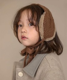 【 Bambin / ボンバン 】 ケーブル編み ニット イヤーマフ / ファー 付け襟