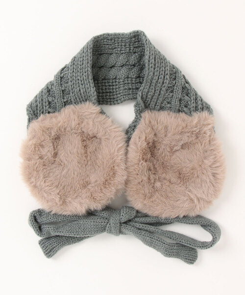 Bambin（ボンバン）の「【 Bambin / ボンバン 】 ケーブル編み ニット イヤーマフ / ファー 付け襟（イヤーマフ・キッズ・ベージュ/ピンク/カーキ/ブラウン/グレー/ブラック・FREE）」の11枚目の写真