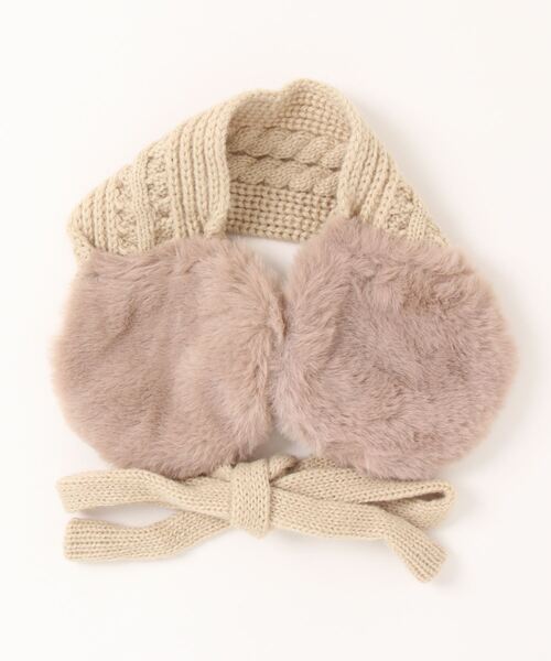 Bambin（ボンバン）の「【 Bambin / ボンバン 】 ケーブル編み ニット イヤーマフ / ファー 付け襟（イヤーマフ・キッズ・ベージュ/ピンク/カーキ/ブラウン/グレー/ブラック・FREE）」の12枚目の写真