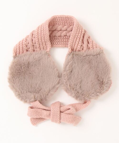 Bambin（ボンバン）の「【 Bambin / ボンバン 】 ケーブル編み ニット イヤーマフ / ファー 付け襟（イヤーマフ・キッズ・ベージュ/ピンク/カーキ/ブラウン/グレー/ブラック・FREE）」の13枚目の写真