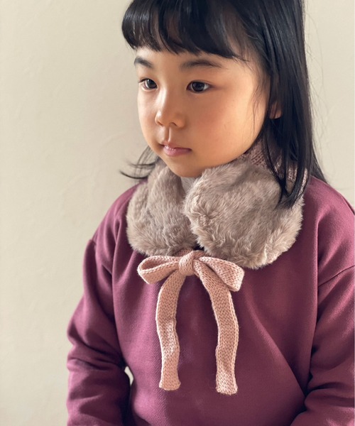 Bambin（ボンバン）の「【 Bambin / ボンバン 】 ケーブル編み ニット イヤーマフ / ファー 付け襟（イヤーマフ・キッズ・ベージュ/ピンク/カーキ/ブラウン/グレー/ブラック・FREE）」の16枚目の写真