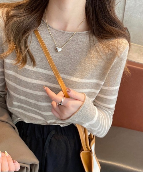 Burner（バーナー）の「【OKUOKU　0909】クルーネック　ライト　ボーダーニット　　　WAT-tops-685208571564-15（ニット/セーター・レディース・B/A/C/D/E/F・FREE）」の4枚目の写真