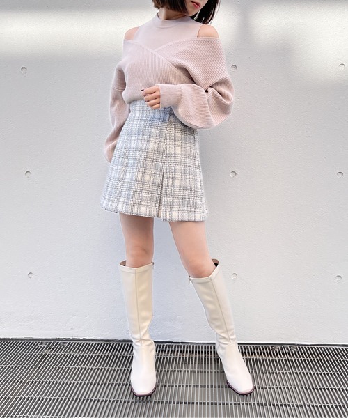 NOMAE(ノーマエ)の「カシュクールレイヤードニット(7G)(ニット/セーター・レディース・ホワイト/グレー/ベージュ/ライトピンク・FREE)」の10枚目の写真