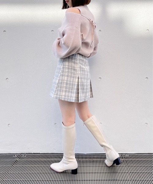NOMAE(ノーマエ)の「カシュクールレイヤードニット(7G)(ニット/セーター・レディース・ホワイト/グレー/ベージュ/ライトピンク・FREE)」の20枚目の写真
