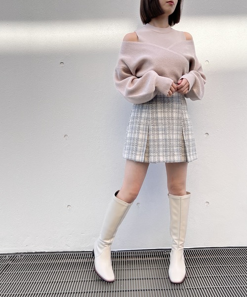 NOMAE(ノーマエ)の「カシュクールレイヤードニット(7G)(ニット/セーター・レディース・ホワイト/グレー/ベージュ/ライトピンク・FREE)」の17枚目の写真