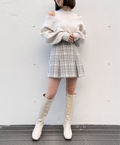 NOMAE(ノーマエ)の「カシュクールレイヤードニット(7G)(ニット/セーター・レディース・ホワイト/グレー/ベージュ/ライトピンク・FREE)」の18枚目の写真