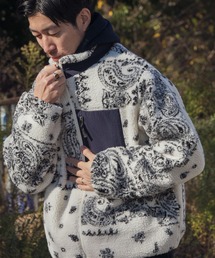 バンダナ柄 ZIP UP ボアブルゾン