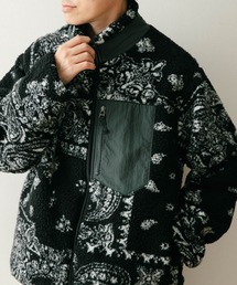バンダナ柄 ZIP UP ボアブルゾン