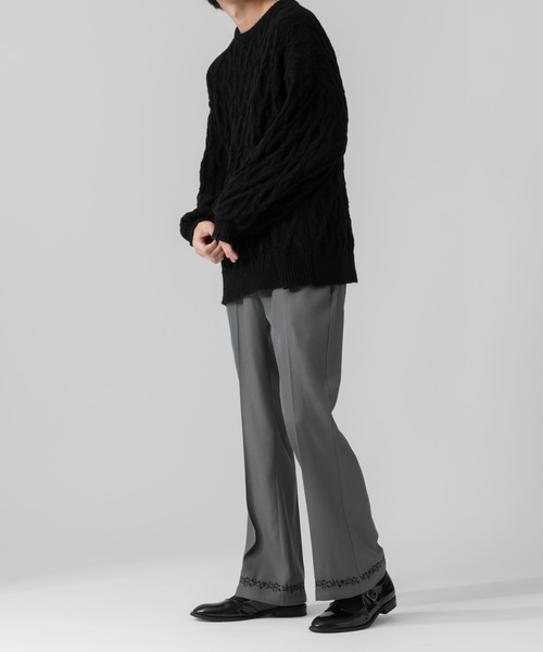 Adoon plain（アドーンプレーン）の「【Adoon plain】刺繍フレアパンツ（スラックス・メンズ・グレー/ブラック・SMALL/MEDIUM/LARGE）」の8枚目の写真