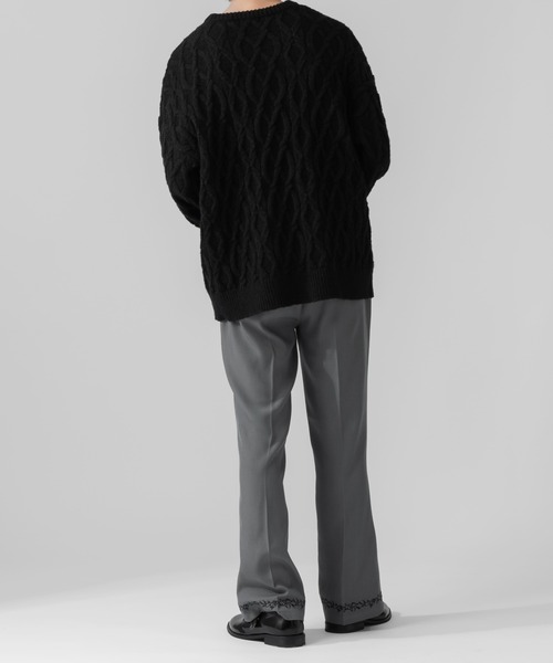 Adoon plain（アドーンプレーン）の「【Adoon plain】刺繍フレアパンツ（スラックス・メンズ・グレー/ブラック・SMALL/MEDIUM/LARGE）」の10枚目の写真