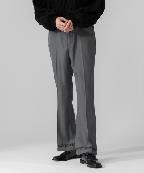 Adoon plain（アドーンプレーン）の「【Adoon plain】刺繍フレアパンツ（スラックス・メンズ・グレー/ブラック・SMALL/MEDIUM/LARGE）」の12枚目の写真