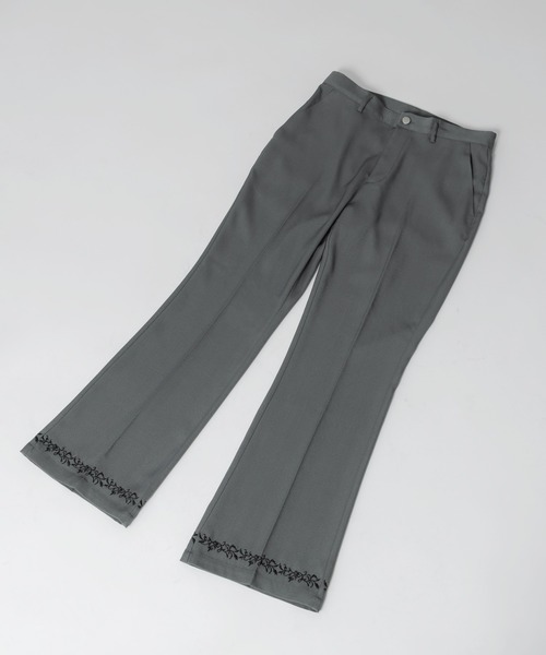Adoon plain（アドーンプレーン）の「【Adoon plain】刺繍フレアパンツ（スラックス・メンズ・グレー/ブラック・SMALL/MEDIUM/LARGE）」の17枚目の写真