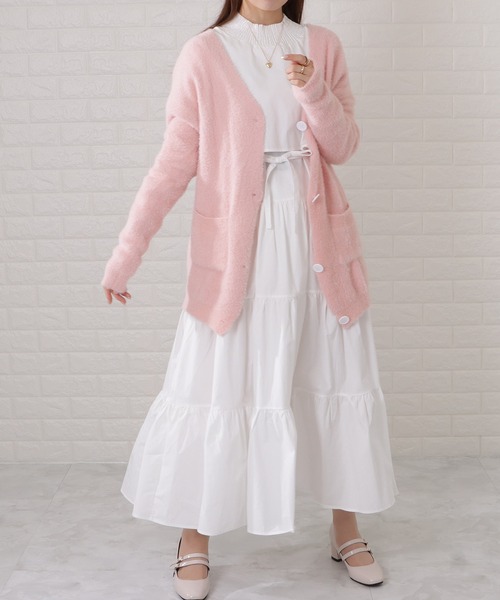 セール】シャギーニットロングカーディガン（カーディガン