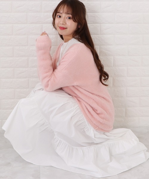 セール】シャギーニットロングカーディガン（カーディガン