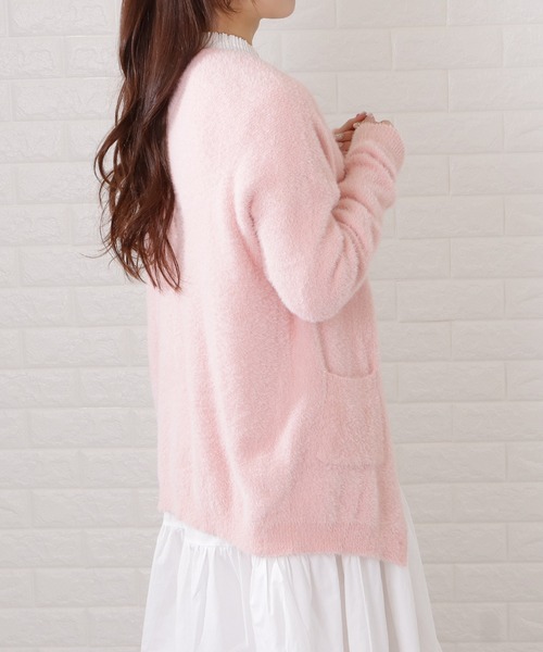 baybee♥新品未使用 シャギーカーディガン ピンク 楽天市場】シャギーミニ丈カーディガン レディース トップス