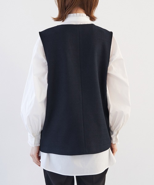 ROPE' PICNIC(ロペピクニック)の「セットアップ対応/ツイードライクVネック釦ベスト(ベスト・レディース・ネイビー/ホワイト系その他5・38)」の5枚目の写真