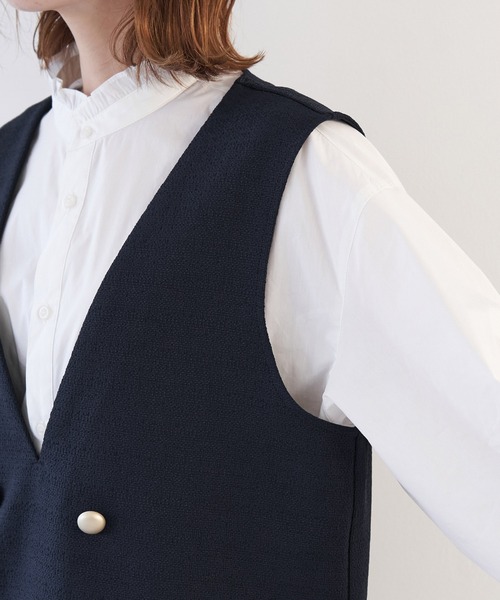 ROPE' PICNIC(ロペピクニック)の「セットアップ対応/ツイードライクVネック釦ベスト(ベスト・レディース・ネイビー/ホワイト系その他5・38)」の9枚目の写真