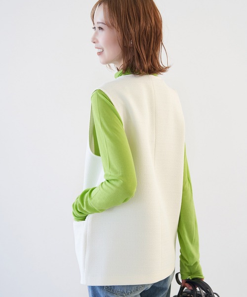 ROPE' PICNIC(ロペピクニック)の「セットアップ対応/ツイードライクVネック釦ベスト(ベスト・レディース・ネイビー/ホワイト系その他5・38)」の13枚目の写真