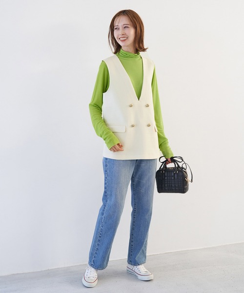 ROPE' PICNIC(ロペピクニック)の「セットアップ対応/ツイードライクVネック釦ベスト(ベスト・レディース・ネイビー/ホワイト系その他5・38)」の16枚目の写真