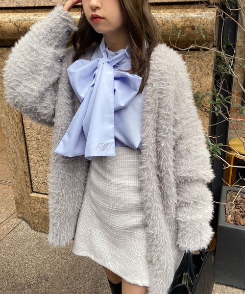 one after another NICE CLAUP(ワンアフターアナザーナイスクラップ)の「ヴィンテージガーリーなスタイリングに/刺繍ボウタイブラウス(シャツ/ブラウス・レディース・サックスブルー系/ブラック/オフホワイト/ピンク/ストライプ・FREE)」の17枚目の写真