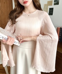 moment+ | シアーランダムプリーツスリットフレアスリーブブラウス(シャツ/ブラウス)