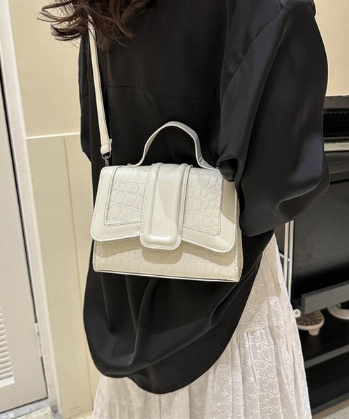 SETUP7(セットアップセブン)の「【SETUP7】クロコ型押しフェイクレザーバッグ KNF(ショルダーバッグ・レディース・ホワイト/ブラック/パープル/グリーン/オレンジ/イエロー・FREE)」の7枚目の写真