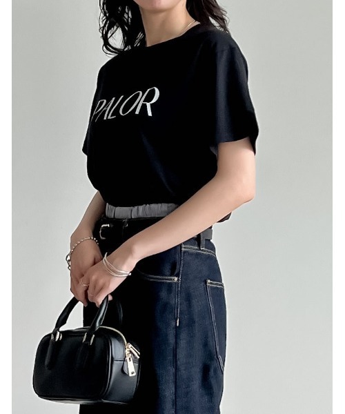 Re:EDIT（リエディ）の「[華奢見えが叶う][着た瞬間ひんやり][接触冷感][UVカット]ラバープリントロゴTシャツ（Tシャツ/カットソー・レディース・ホワイト/ブラック/ホワイト系その他・MEDIUM/LARGE）」の19枚目の写真