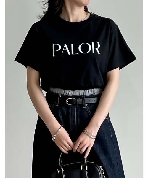 Re:EDIT（リエディ）の「[華奢見えが叶う][着た瞬間ひんやり][接触冷感][UVカット]ラバープリントロゴTシャツ（Tシャツ/カットソー・レディース・ホワイト/ブラック/ホワイト系その他・MEDIUM/LARGE）」の21枚目の写真