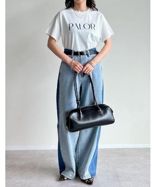 Re:EDIT（リエディ）の「[華奢見えが叶う][着た瞬間ひんやり][接触冷感][UVカット]ラバープリントロゴTシャツ（Tシャツ/カットソー・レディース・ホワイト/ブラック/ホワイト系その他・MEDIUM/LARGE）」の13枚目の写真