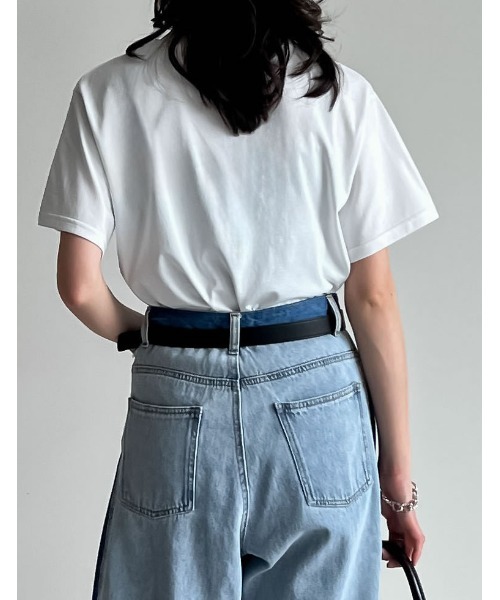 Re:EDIT（リエディ）の「[華奢見えが叶う][着た瞬間ひんやり][接触冷感][UVカット]ラバープリントロゴTシャツ（Tシャツ/カットソー・レディース・ホワイト/ブラック/ホワイト系その他・MEDIUM/LARGE）」の14枚目の写真